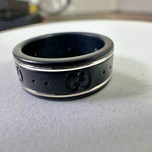 Gucci Icon GG Black Synthetic Corundum‎ Ring Size 5
